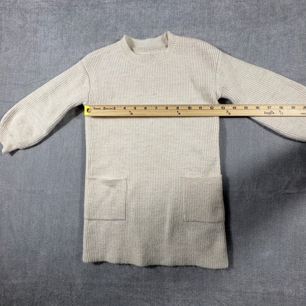 Baby Gap Toddler Girls Cream Ribbed Knit Sweater Dress Pockets Size 4T - Picture 6 of 8